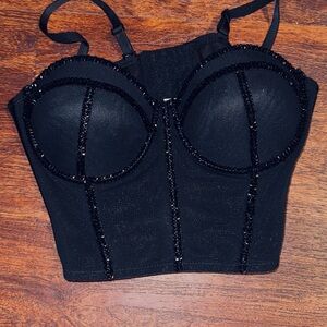 Black Sequin Embellished Women's Top